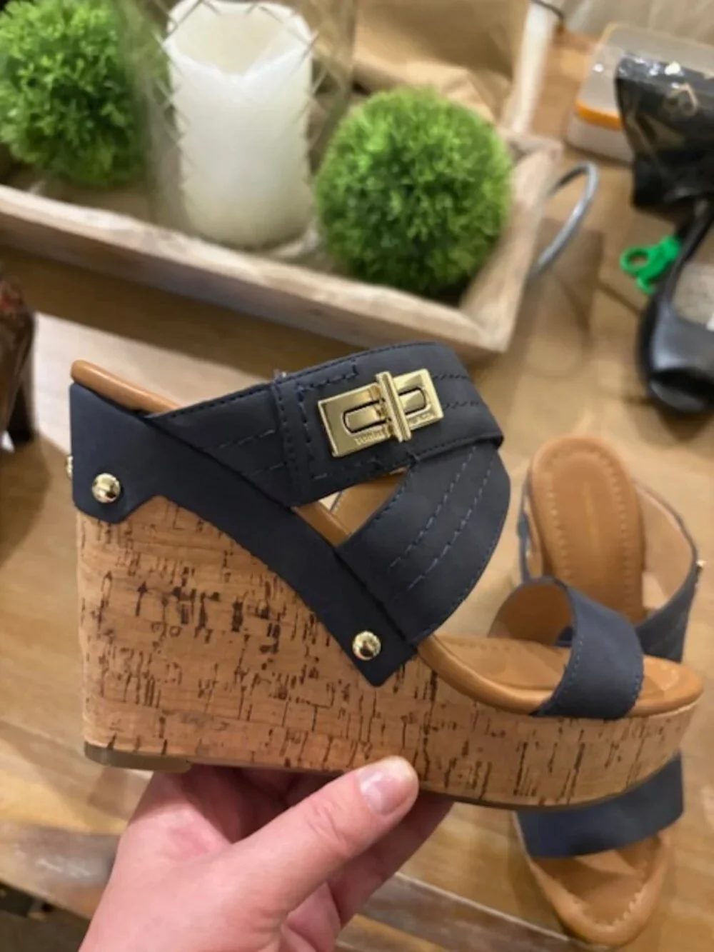 Tommy Hilfiger Women's Navy Blue Wedge Sandals – Size 8M